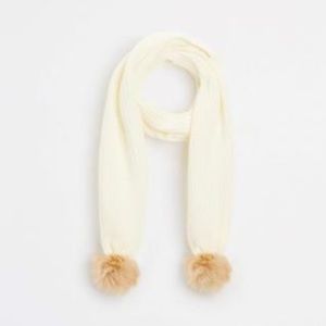 NWT Ann Taylor Faux Fur Pom Pom Scarf